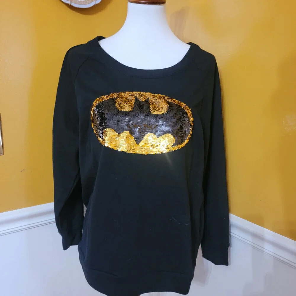 BATMAN Juniors Reversible Sequin Logo Sweatshirt - 2XL - Picture 1 of 7
